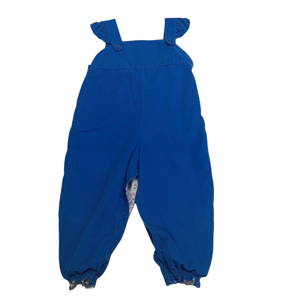 The Beaufort Bonnet Company Blue Corduroy Ruffle Overalls 18-24 Months